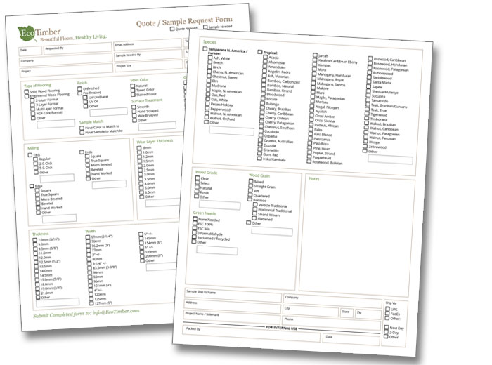 EcoTimber Sample Quote Request Form