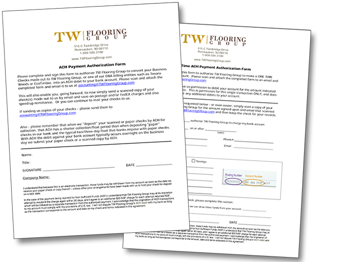 EcoTimber ACH Payment Authorization Form