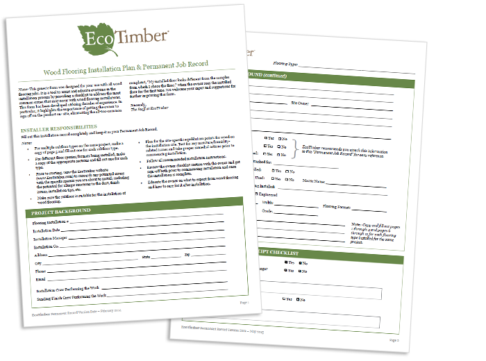 EcoTimber Job Record