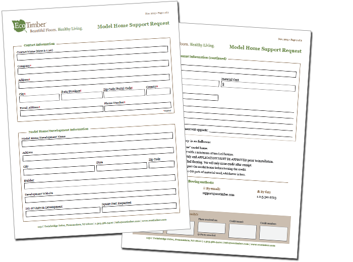 EcoTimber Model Home Form