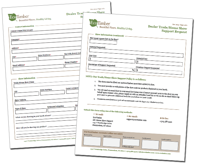 EcoTimber Trade and Home Show Support Form